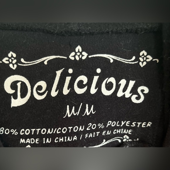 Delicious brand black zip up hoodie with sequin flowers. Size Medium. - Picture 4 of 4